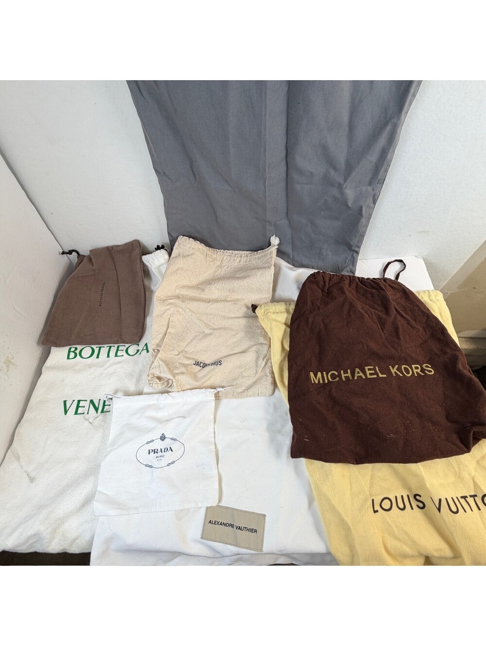 Lot of 8 Designer Dust Bags Bottega Prada LV Balenciaga Jacquemus C-6